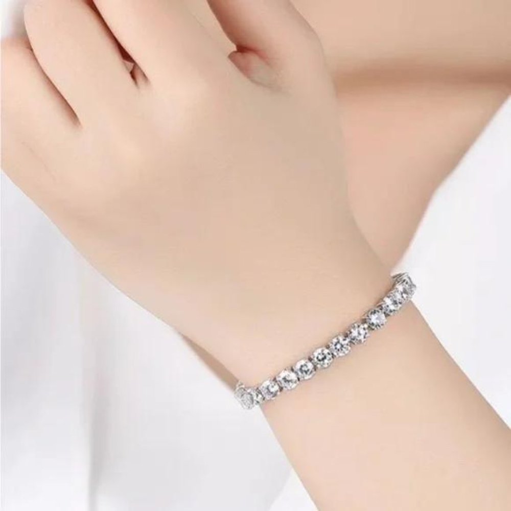 “5MM” NEW 925 STERLING SILVER DIAMOND BRACELET, NICE BRACELET, CUTE BRACELET - Picture 2 of 6